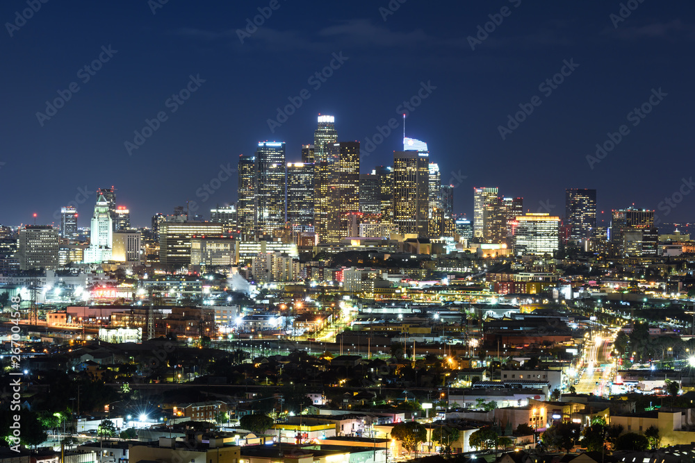 Downtown Los Angeles  skyline at night