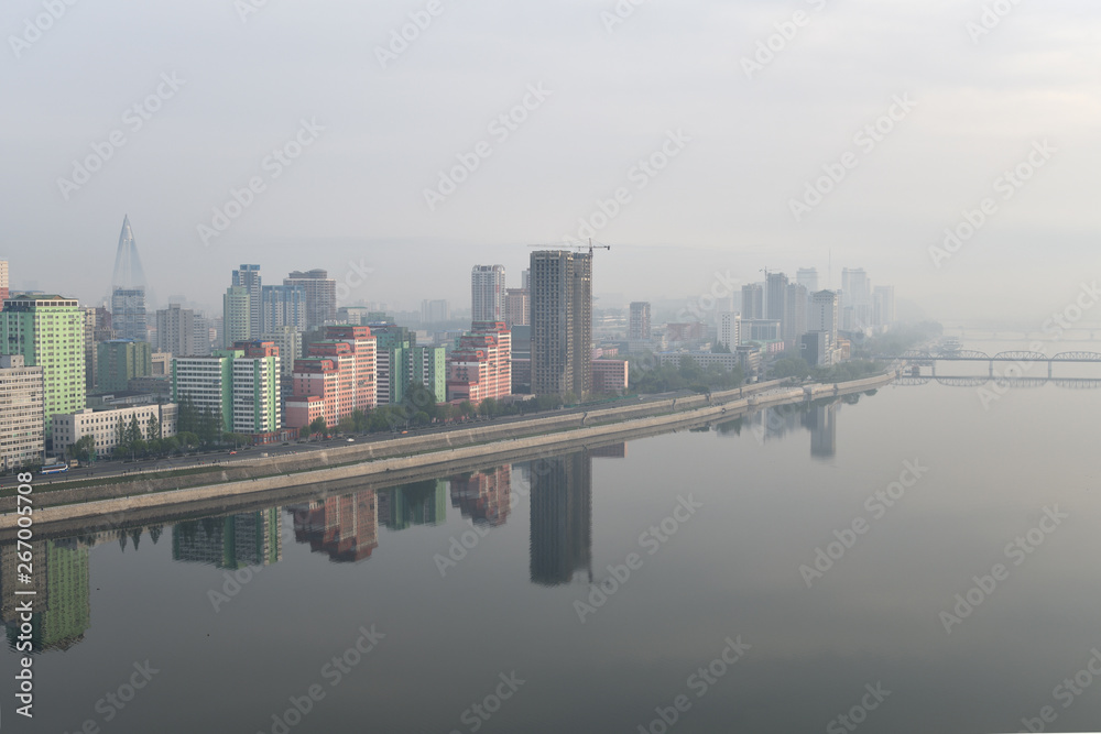 Naklejka premium Pyongyang, capital of the North Korea. DPRK