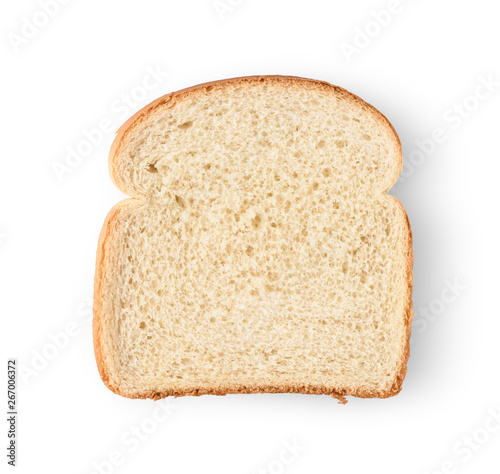 Fotobehang One slice of bread isolated on white background.