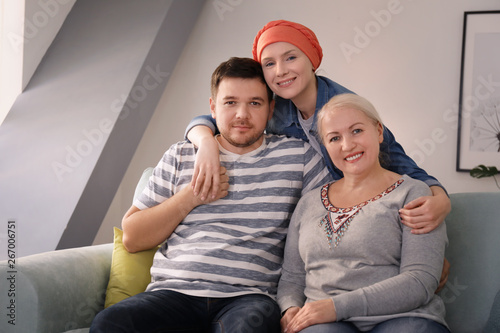 Family visiting young woman...