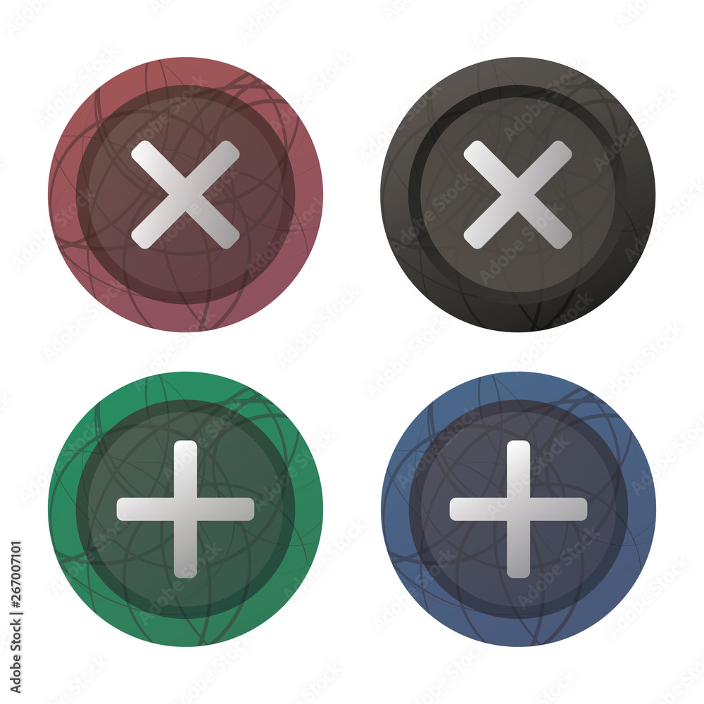 Fototapeta premium Checkmark Cross Buttons 3d