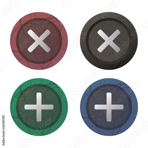 Checkmark Cross Buttons 3d