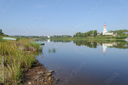 Sukhona river in russian town Totma