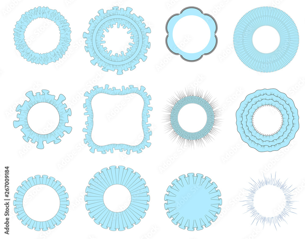Set of Sewing Frames - Vector Ruffs, Flounces and Folds - Isolated Close Up Needle Work Elements