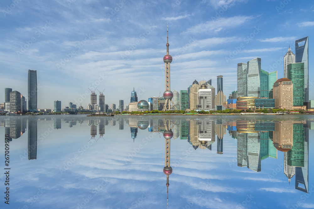 Fototapeta premium shanghai cityscape and skyline, copy space..