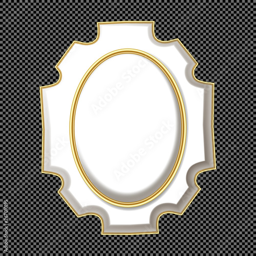 Vector Beautiful White and Gold Antique Cartouche - Classical Plaster Shield Design
