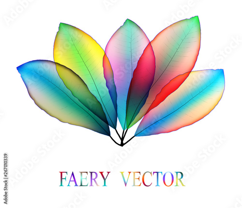 Aquarelle Leaves Fan - Transparent Watercolour Leafage Sheaf - Vector Watercolor Design