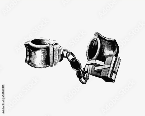 Handcuffs vintage drawing