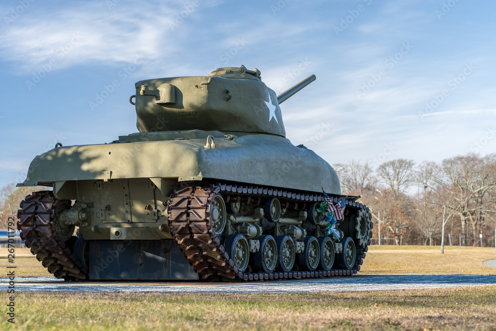 M4 Sherman Tank, WW2 army military tank on display, USA M4 Sherman Tank, WW2 army military tank on display, USA