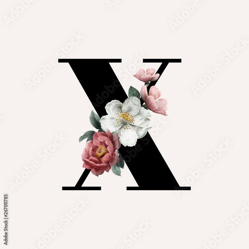 Floral letter X font