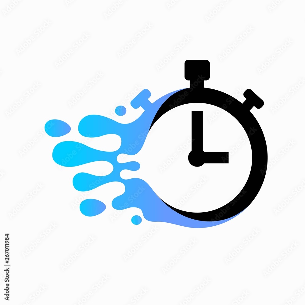 Timer logo with splashes water Timer logo with splashes water