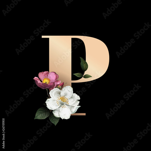 Floral letter P font