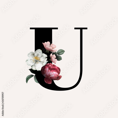 Floral letter U font