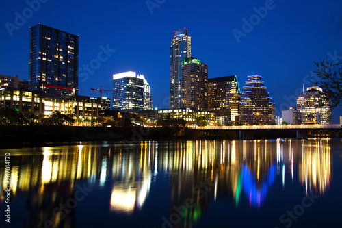 Austin Skyline Reflected in the River  Austin  Texas