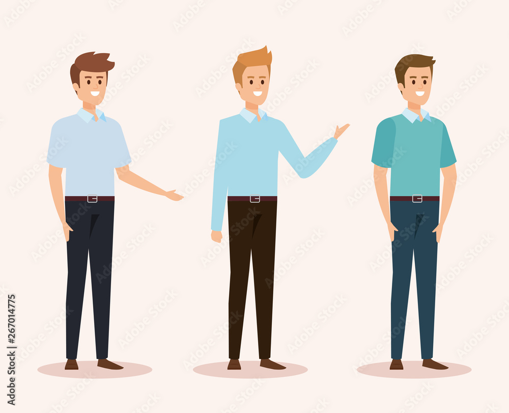 Fototapeta premium set of happy men with casual clothes and hairstyle