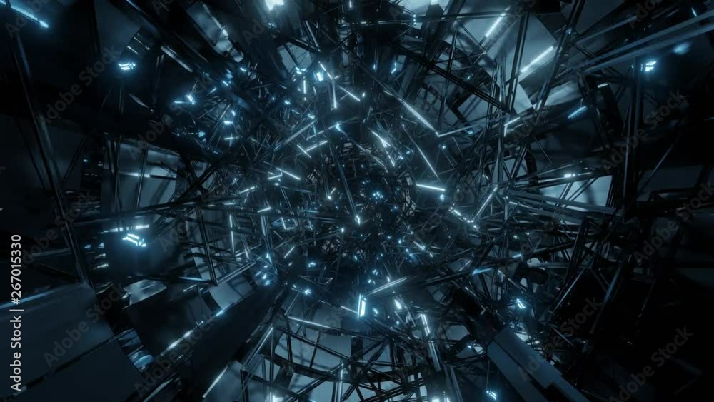 desctroyed abstract blue scifi tunnel loop (#vjloop) in 4k and 60fps