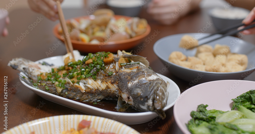 Chinese style family dinner meal at home Chinese style family dinner meal at home