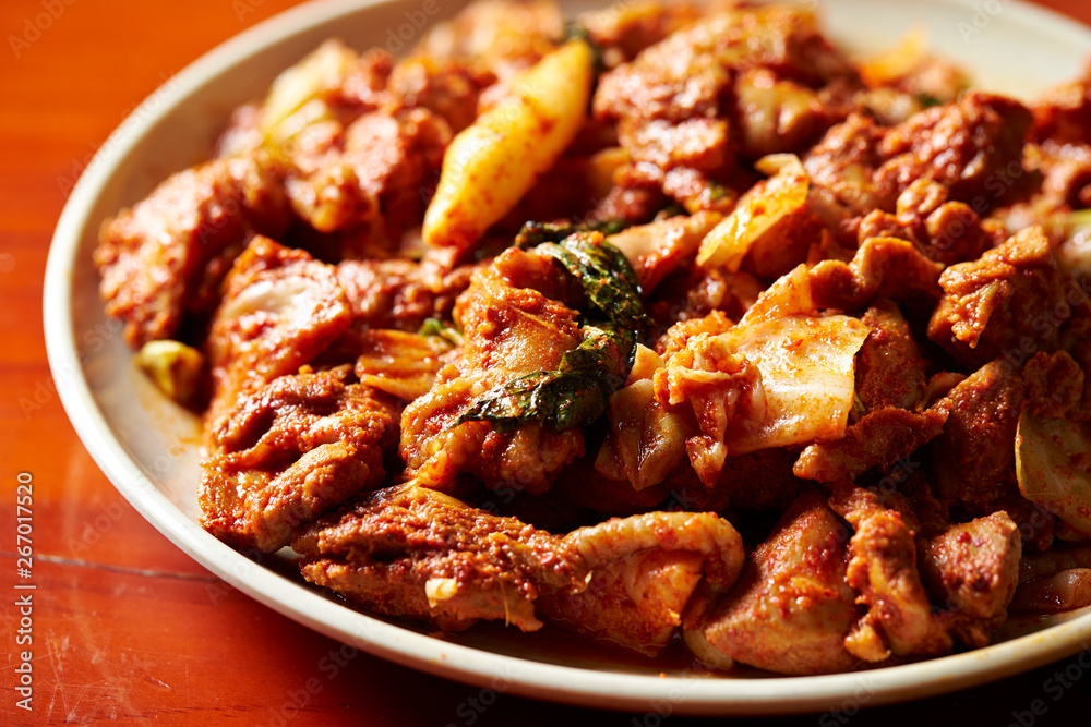 Korean spicy stir fried chicken Stock Photo | Adobe Stock