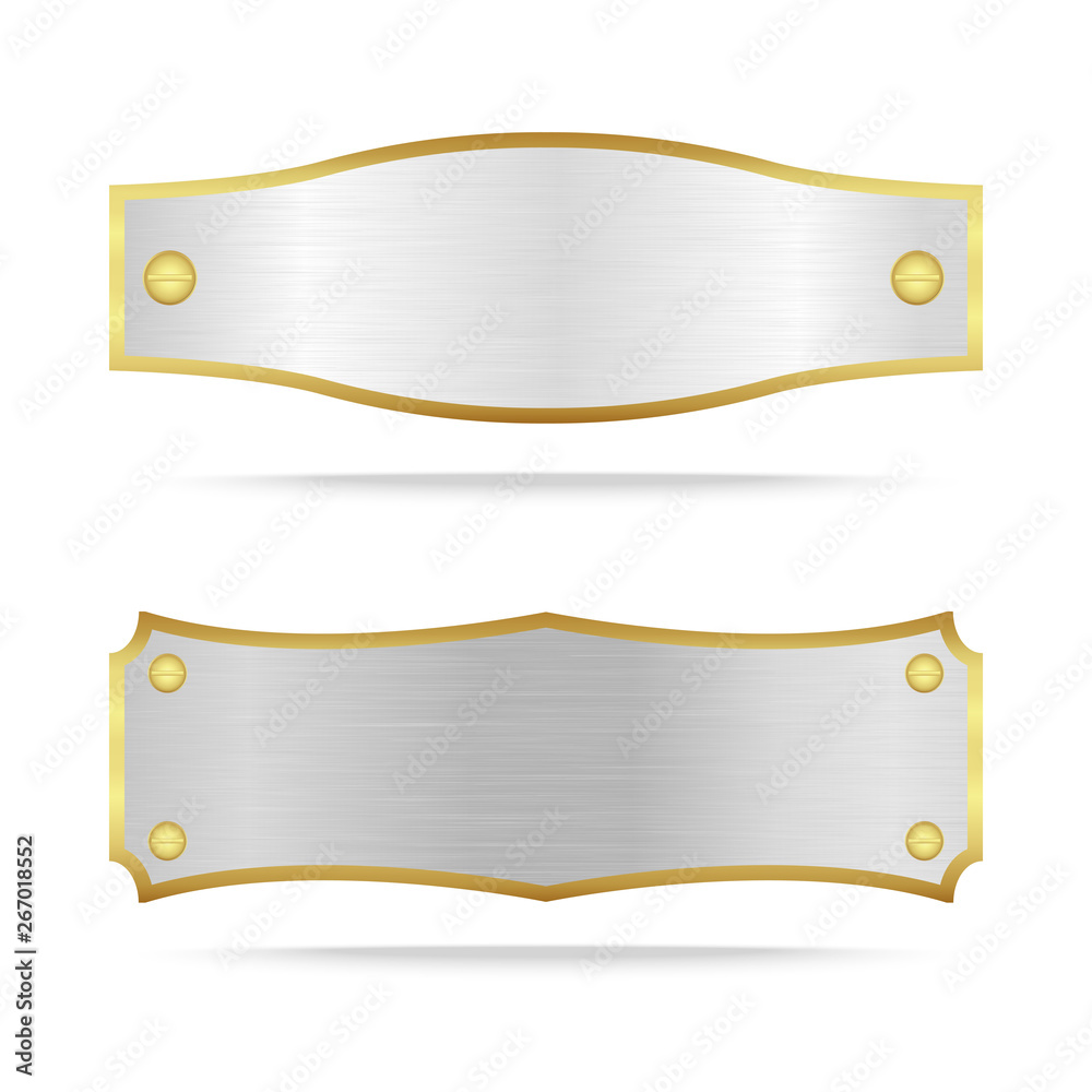 Silver metal label with screw