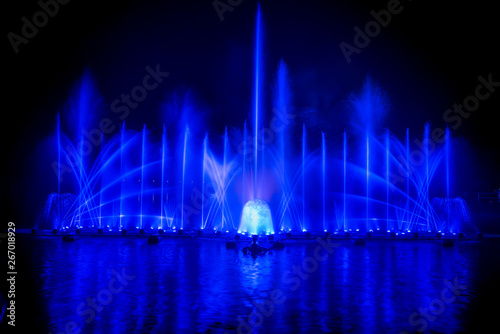 Photography The colorful fountain dancing in celebration festival with dark night sky background
