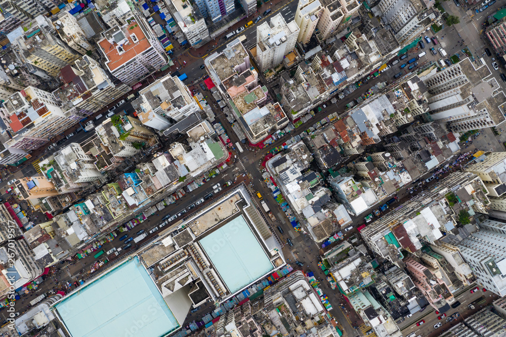 Obraz premium Top view of Hong Kong city