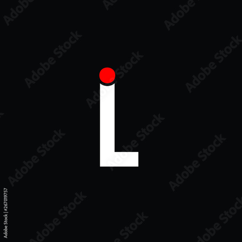 lower case L and I letter logo vector in red and white