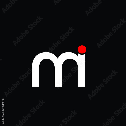 lower case M and I letter logo vector in red and white