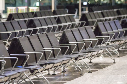 Empty chairs in the departure hall at airport