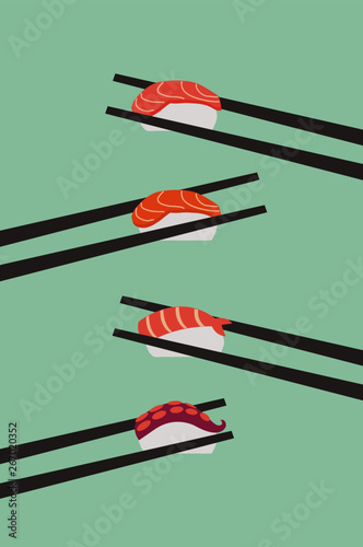 nigiri set vector illustration illustration sushi menu poster diseño flat 