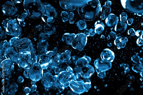 Bubbles floating black background