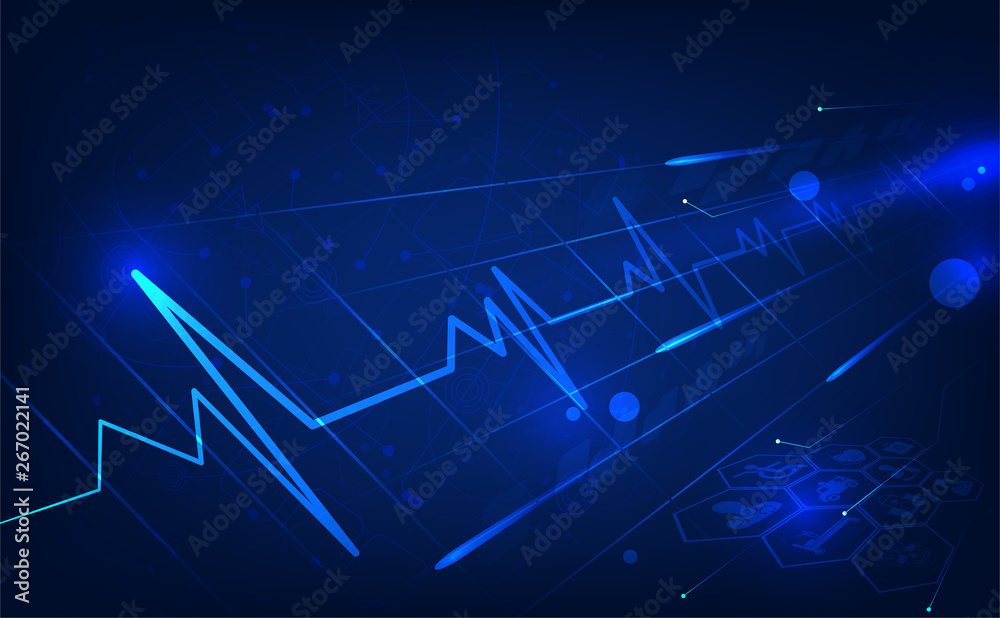 Medical health care science innovation concept pattern icon on blue background.Vector illustration.