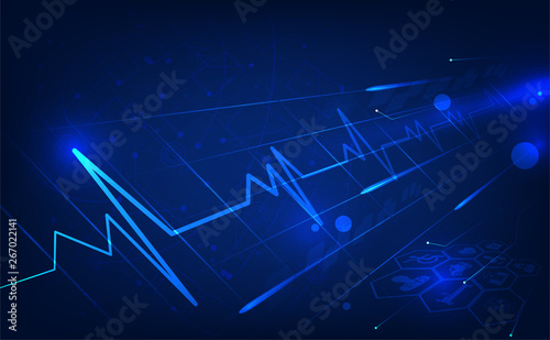 Medical health care science innovation concept pattern icon on blue background.Vector illustration.