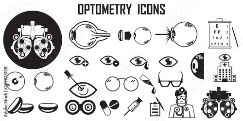 icon eye optical lens optometry glasses vector.