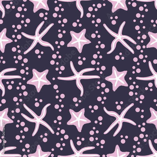 Vector seamless pattern with starfish.