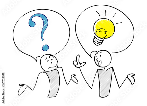 Question and answer scene of 2 people