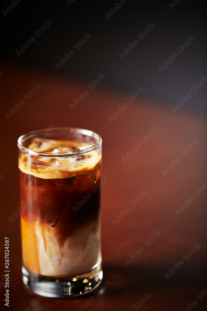 Iced cafe latte on table Iced cafe latte on table