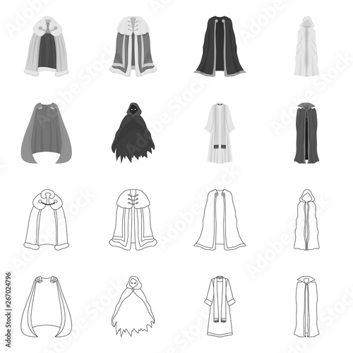 Vector illustration of material and clothing sign. Collection of material and garment vector icon for stock.