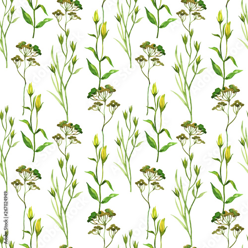 Spring seamless pattern with eustomia flowers watercolor