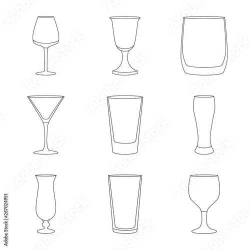 Vector design of dishes and container icon. Collection of dishes and glassware stock vector illustration.