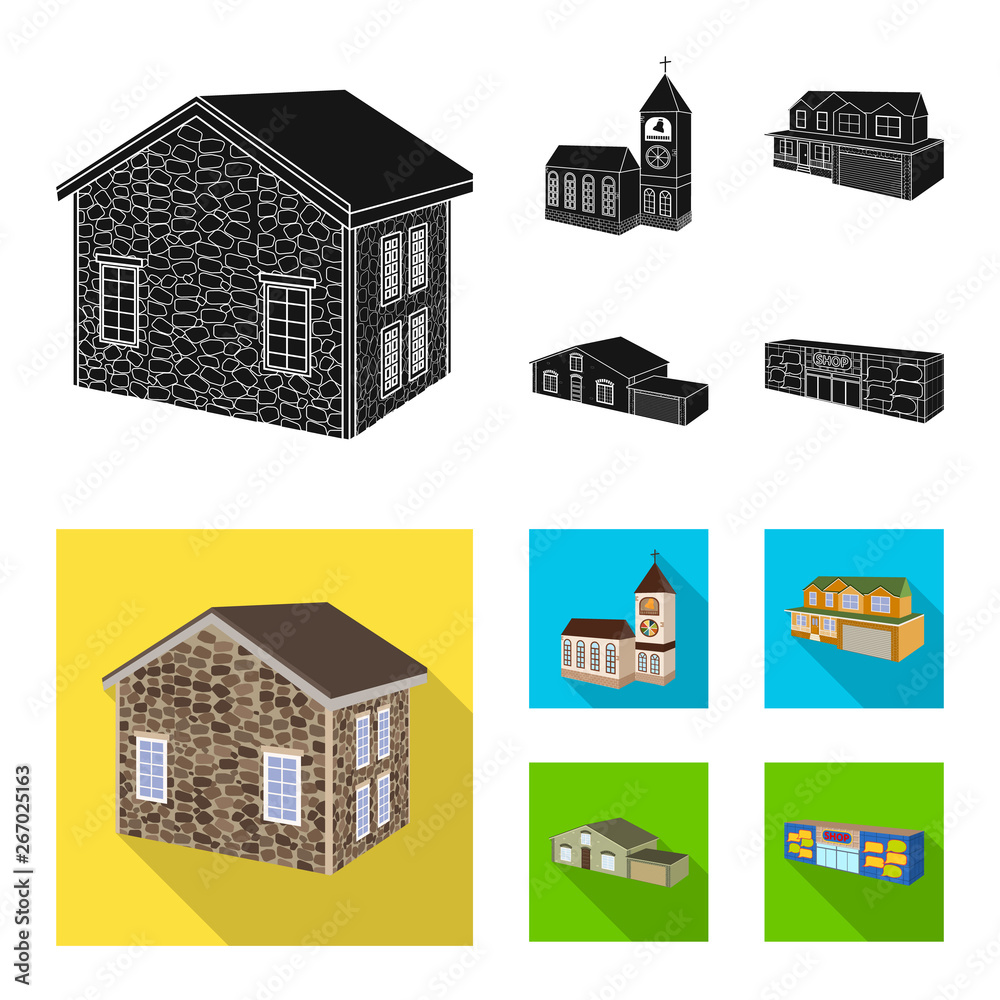 Vector design of facade and housing icon. Collection of facade and infrastructure vector icon for stock.