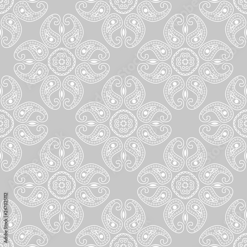 Fototapeta Naklejka Na Ścianę i Meble -   Seamless pattern in indian style. White and gray background