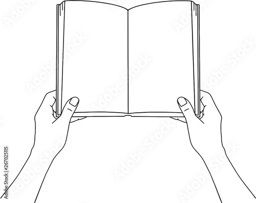 Hand holding blank book with copy space for your text.