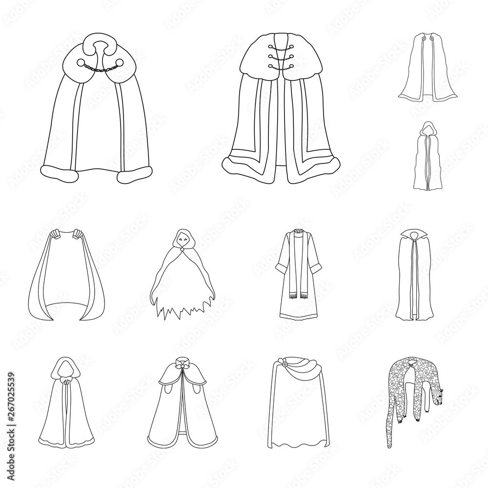 Vector illustration of robe and garment symbol. Collection of robe and cloth stock symbol for web. Vector illustration of robe and garment symbol. Collection of robe and cloth stock symbol for web.