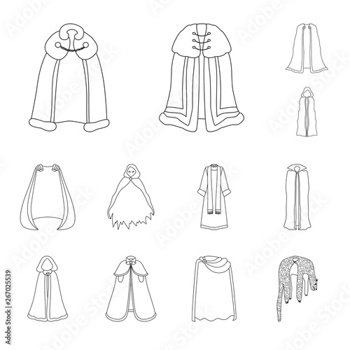 Vector illustration of robe and garment symbol. Collection of robe and cloth stock symbol for web.