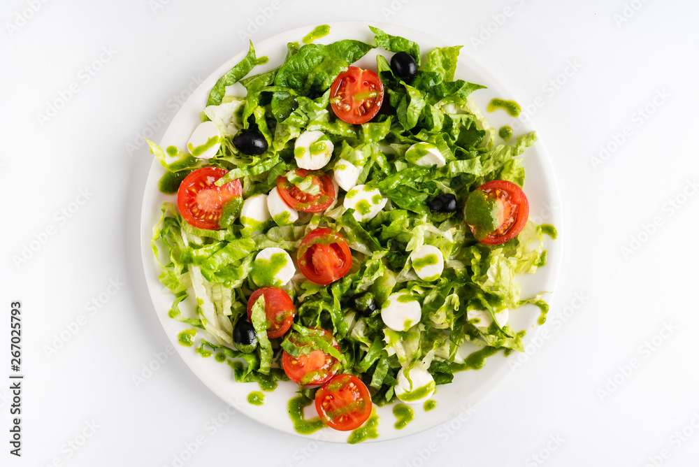 greek salad with mozzarella and pesto greek salad with mozzarella and pesto