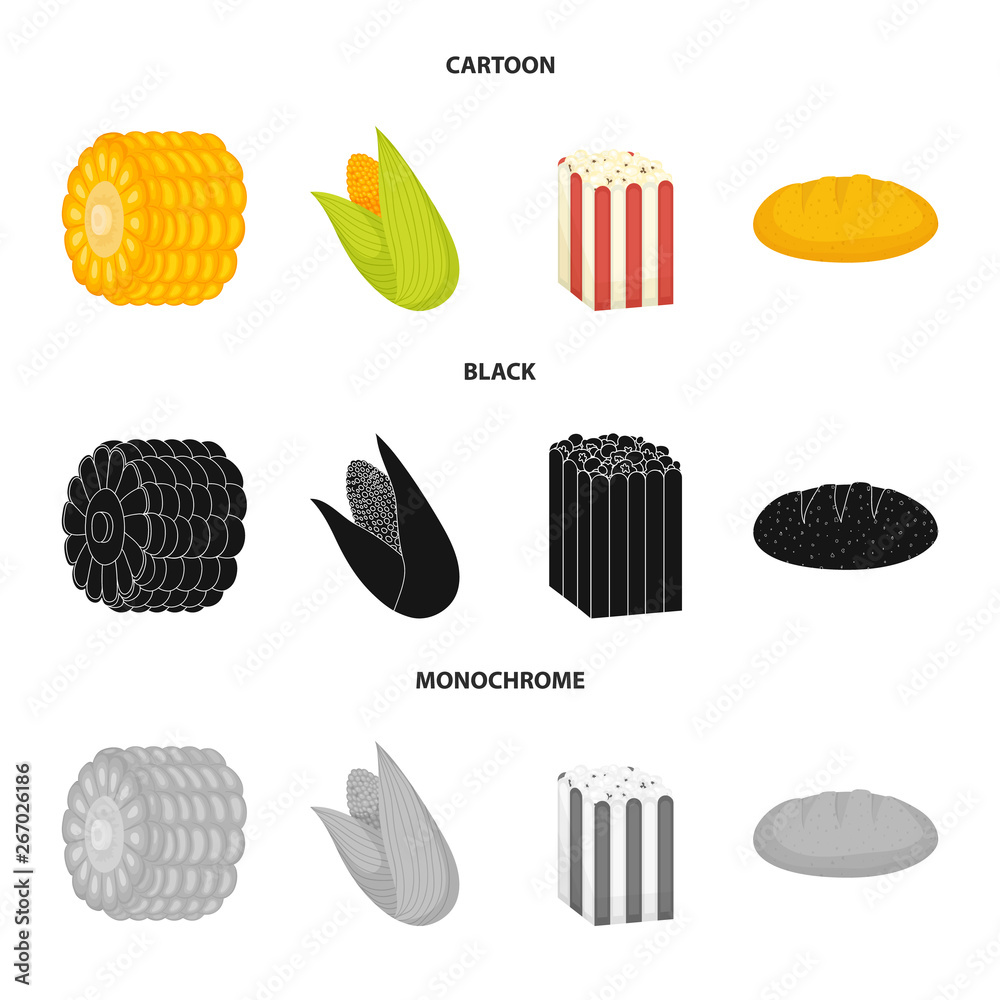 Vector design of cornfield and vegetable sign. Set of cornfield and vegetarian stock vector illustration.