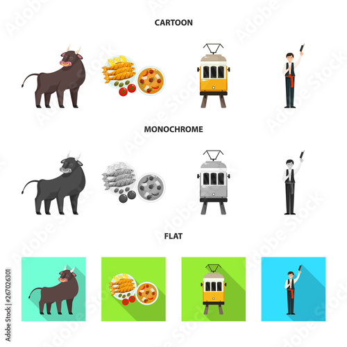 Vector illustration of  and historic logo. Collection of  and country vector icon for stock.