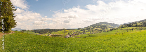 Obraz na płótnie Panoramic view from Gorce near Rabka Zdroj (Poland) w salonie