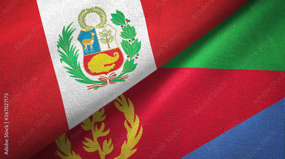 Peru and Eritrea two flags textile cloth, fabric texture Peru and Eritrea two flags textile cloth, fabric texture