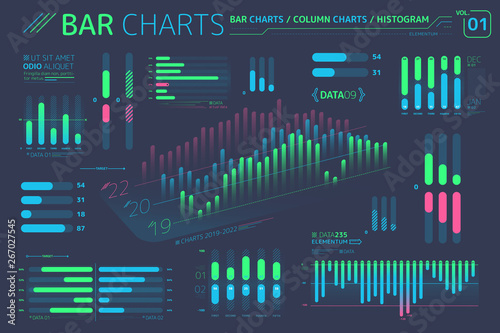 Bar Charts, Column Charts And Histograms Infographic Elements photo